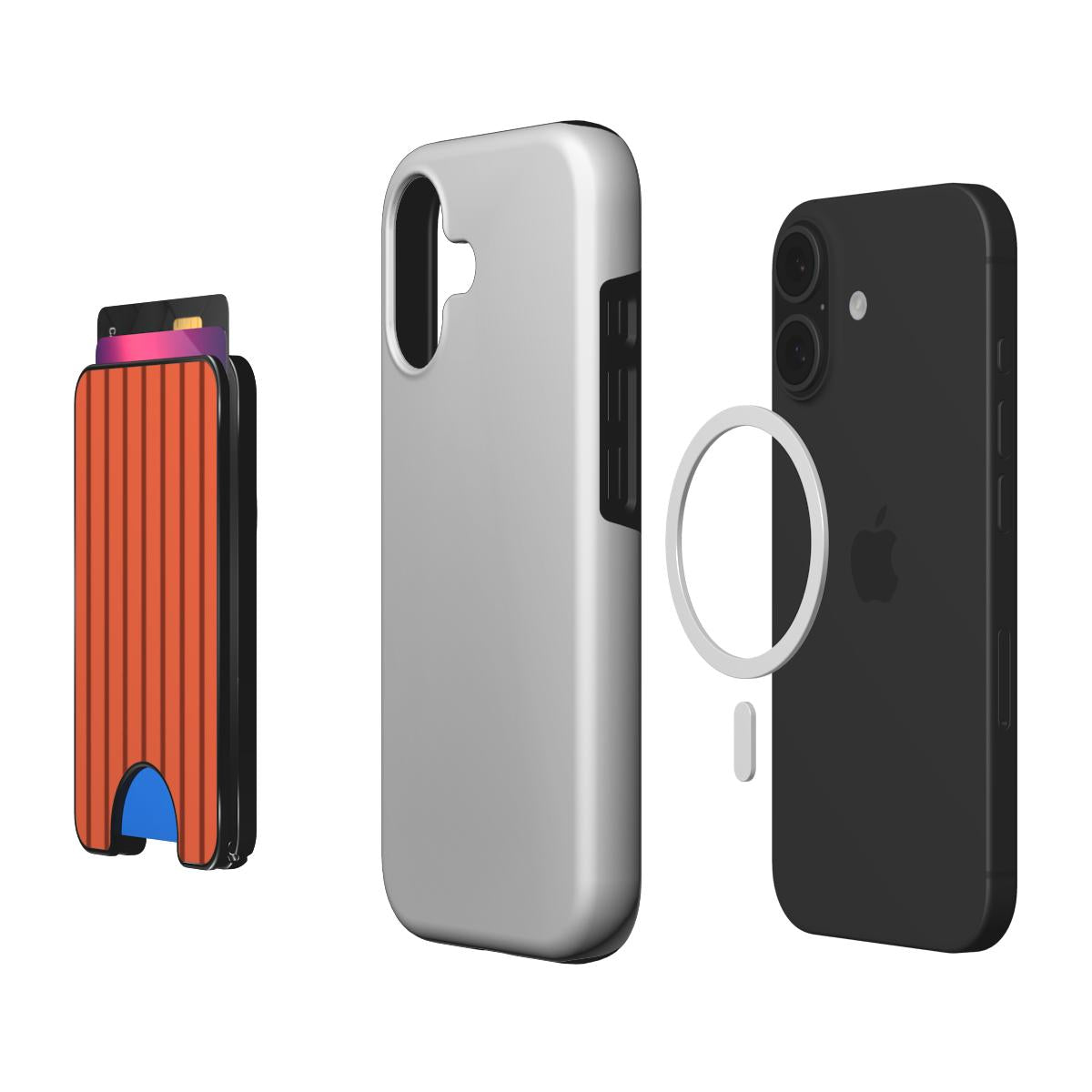 Topaze Orange Stripes Magnetic Wallet, 3D product render