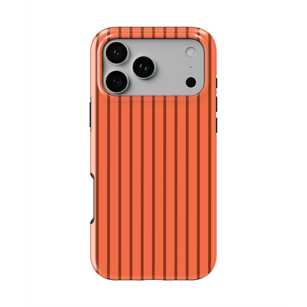 Topaze Orange Stripes phone case — back view, full print