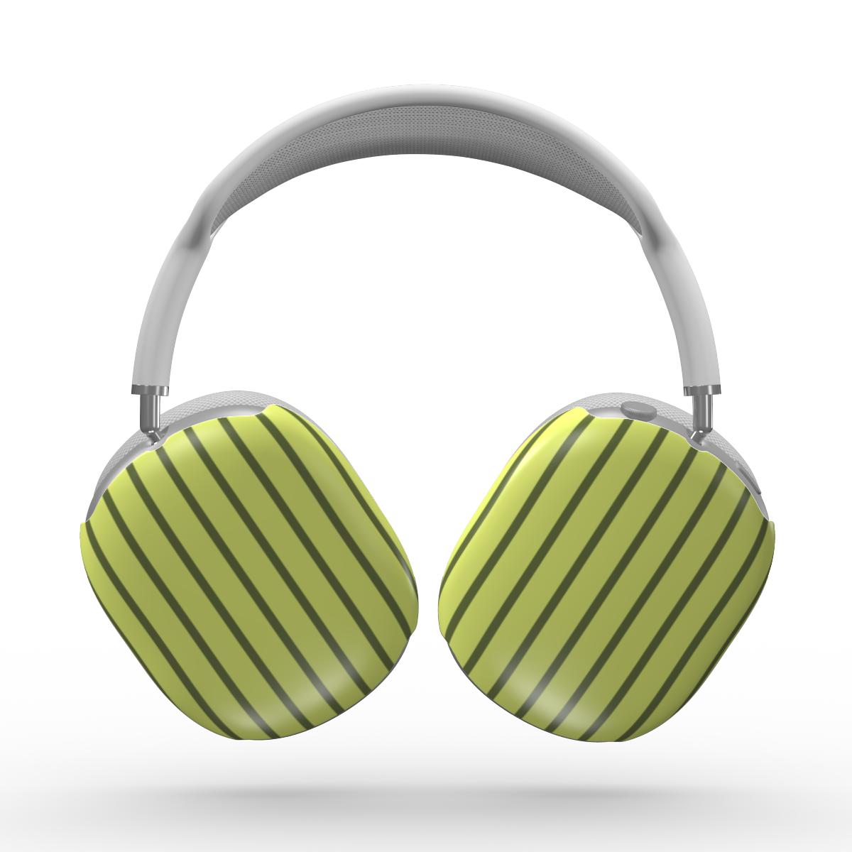 Wasabi Yellow Stripes Apple AirPods Max Tough Case, 3D product render