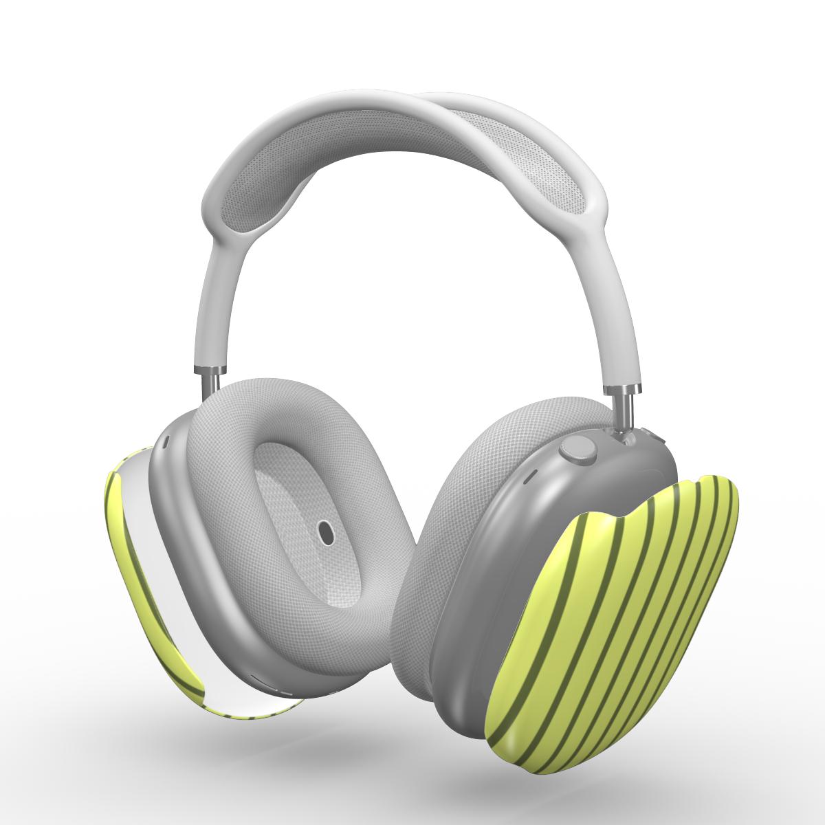Wasabi Yellow Stripes Apple AirPods Max Tough Case, 3D product render