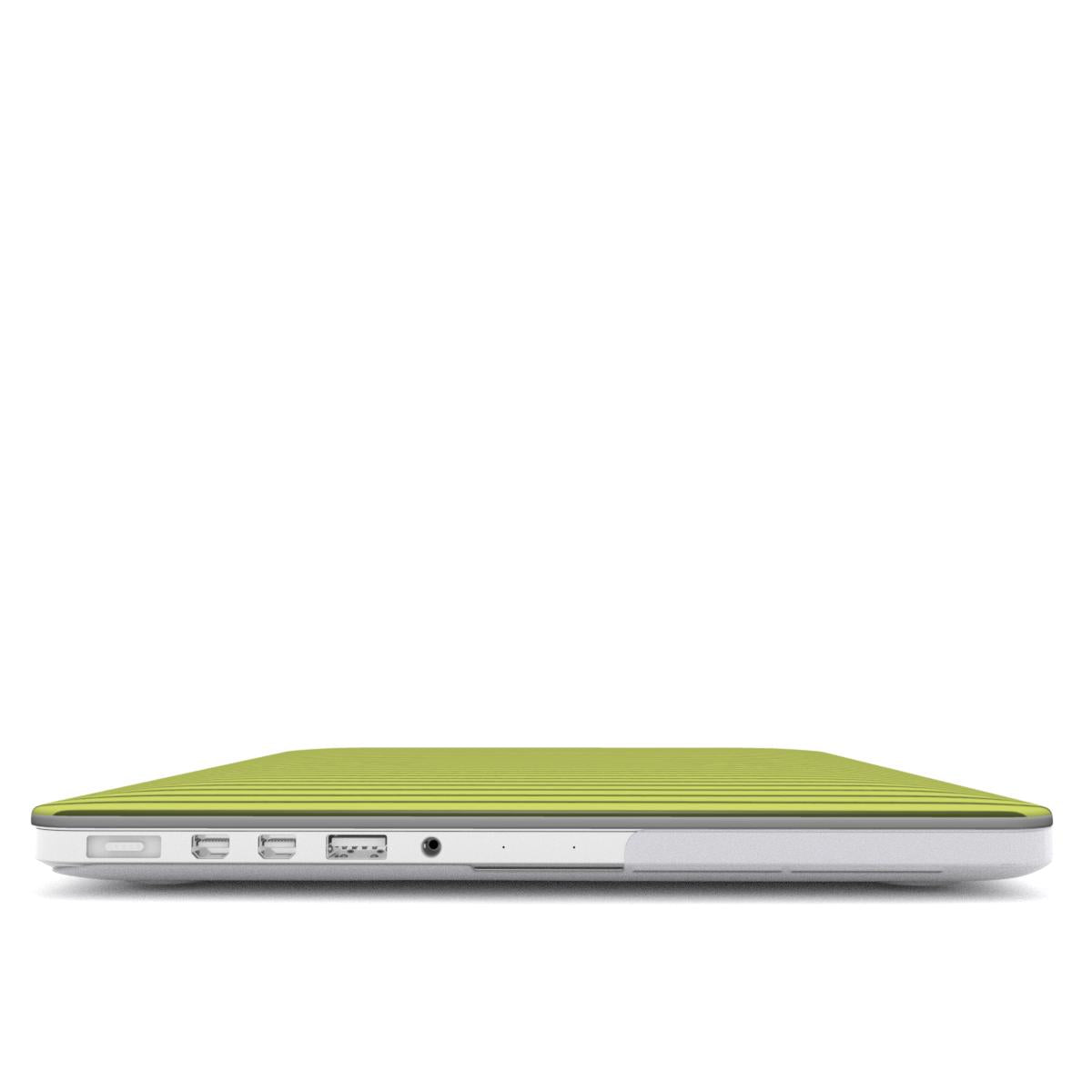 Wasabi Yellow Stripes MacBook Case, 3D product render