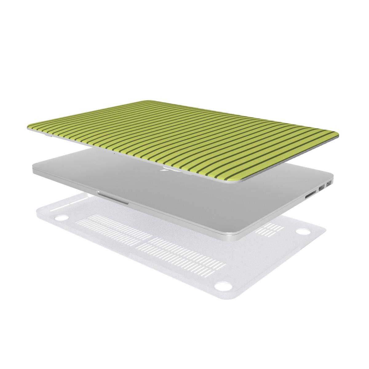 Wasabi Yellow Stripes MacBook Case, 3D product render