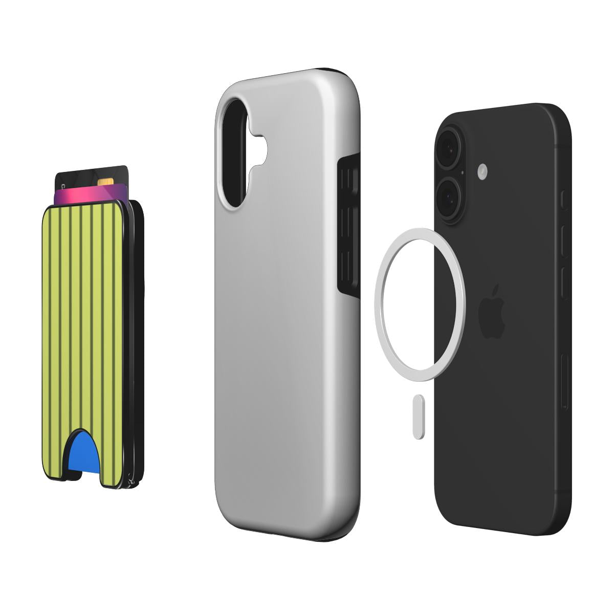 Wasabi Yellow Stripes Magnetic Wallet, 3D product render