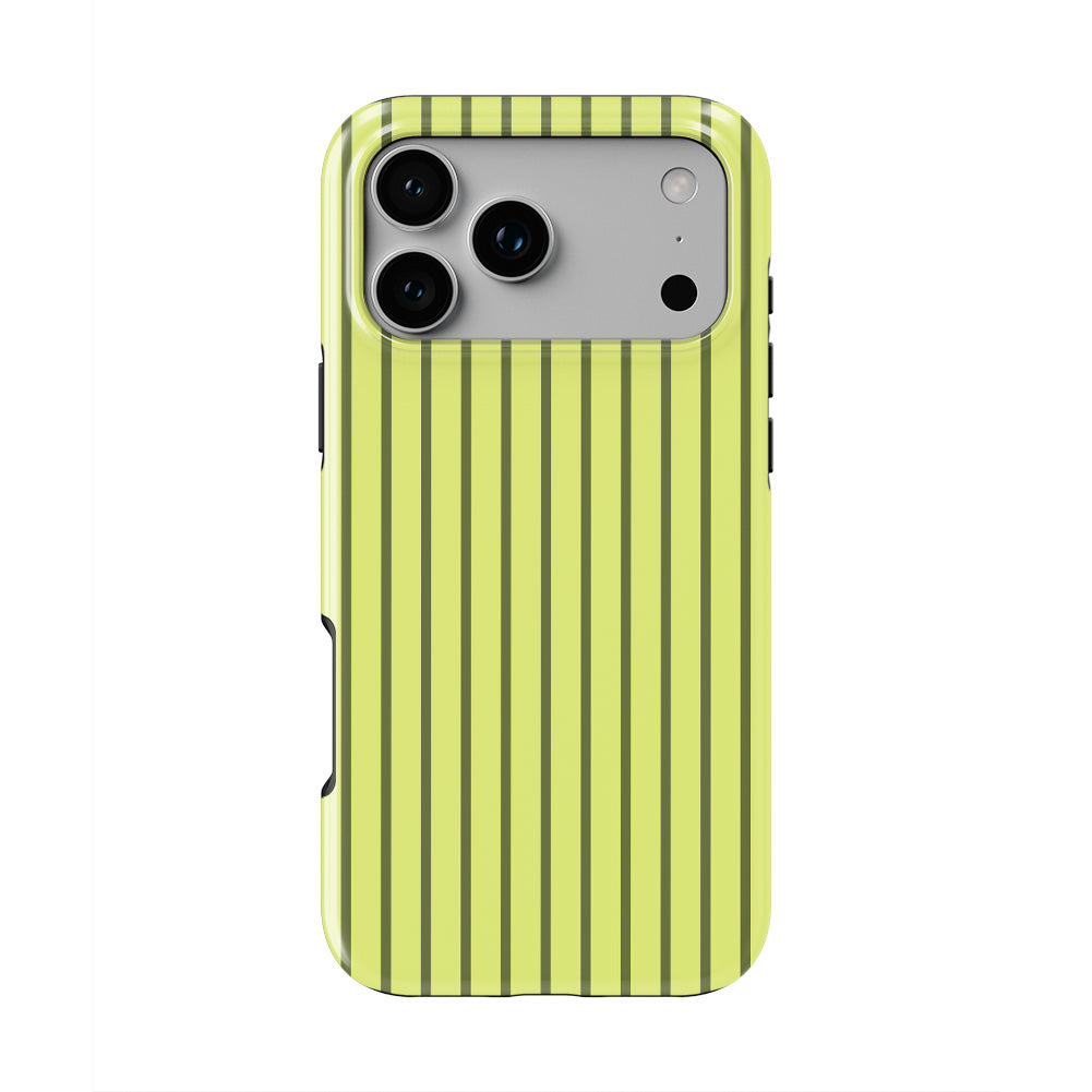 Wasabi Yellow Stripes phone case — back view, full print
