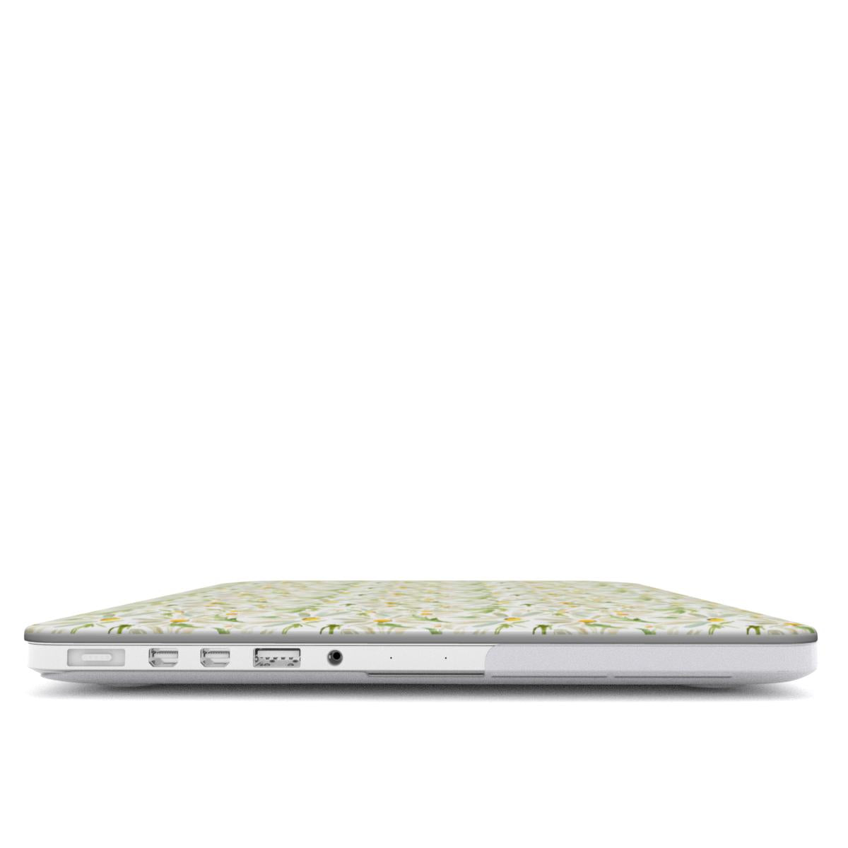 Water Color Daisy Floral MacBook Case, 3D product render