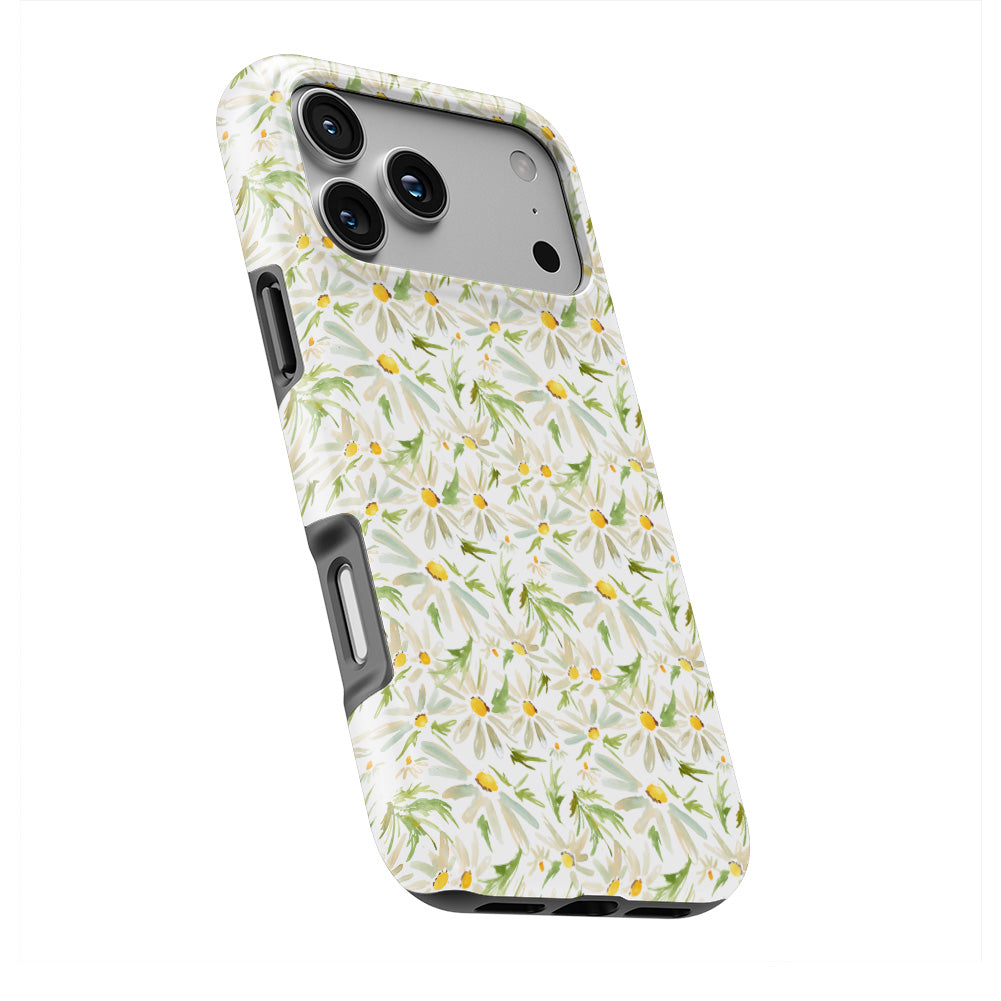 Water Color Daisy Floral phone case — slight angle, side edge visible
