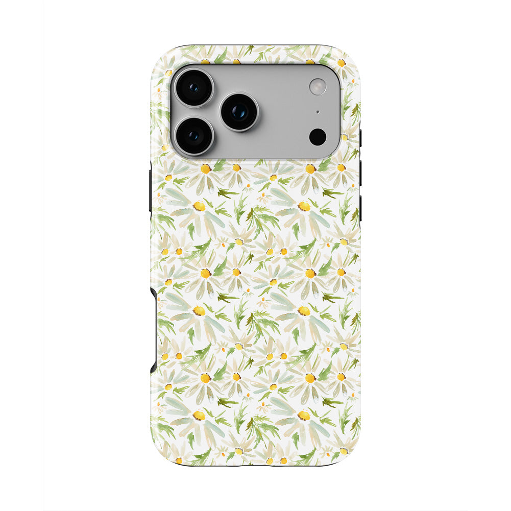 Water Color Daisy Floral phone case — back view, full print