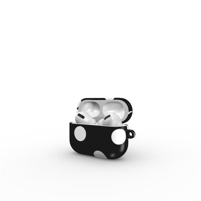 White in Black Polka Dots Apple AirPods Tough Case