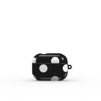 White in Black Polka Dots Apple AirPods Tough Case, 3D product render