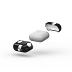 White in Black Polka Dots Apple AirPods Tough Case, 3D product render