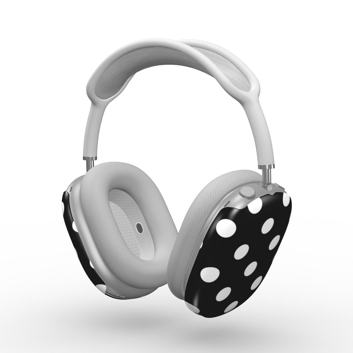 White in Black Polka Dots Apple AirPods Max Tough Case, 3D product render