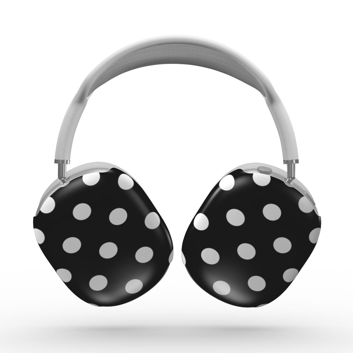 White in Black Polka Dots Apple AirPods Max Tough Case, 3D product render