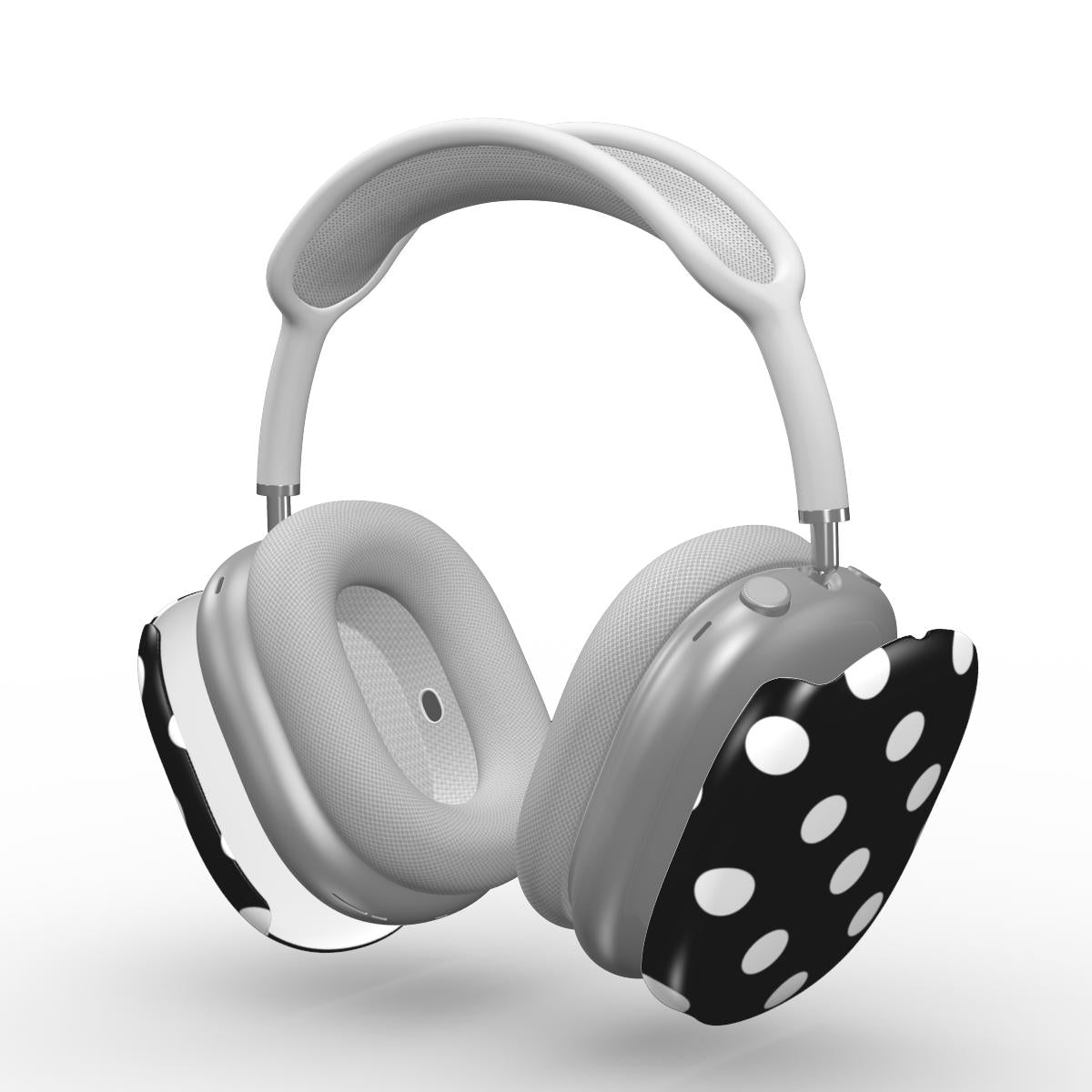 White in Black Polka Dots Apple AirPods Max Tough Case, 3D product render