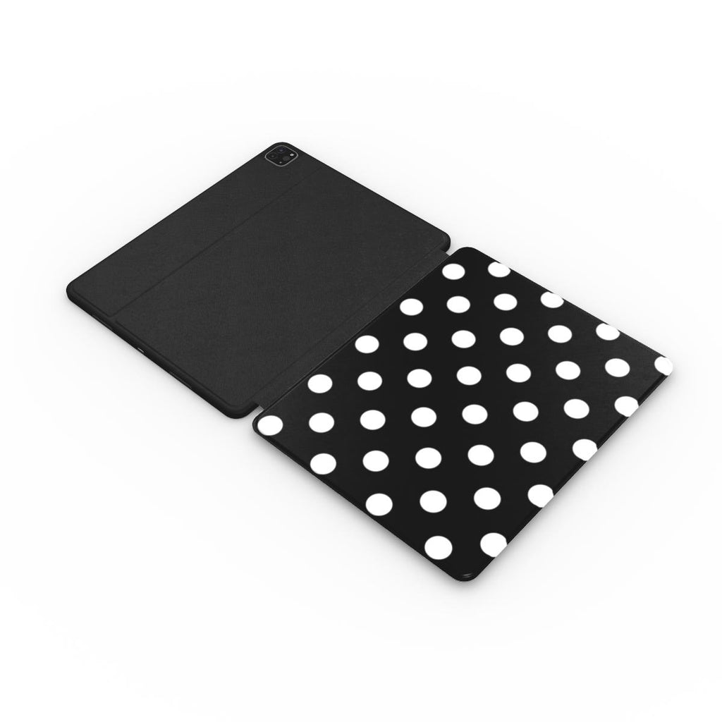 White in Black Polka Dots Apple iPad Case, 3D product render