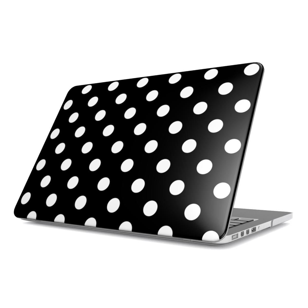 White in Black Polka Dots MacBook Case, 3D product render