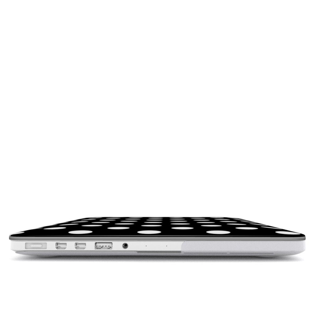 White in Black Polka Dots MacBook Case, 3D product render