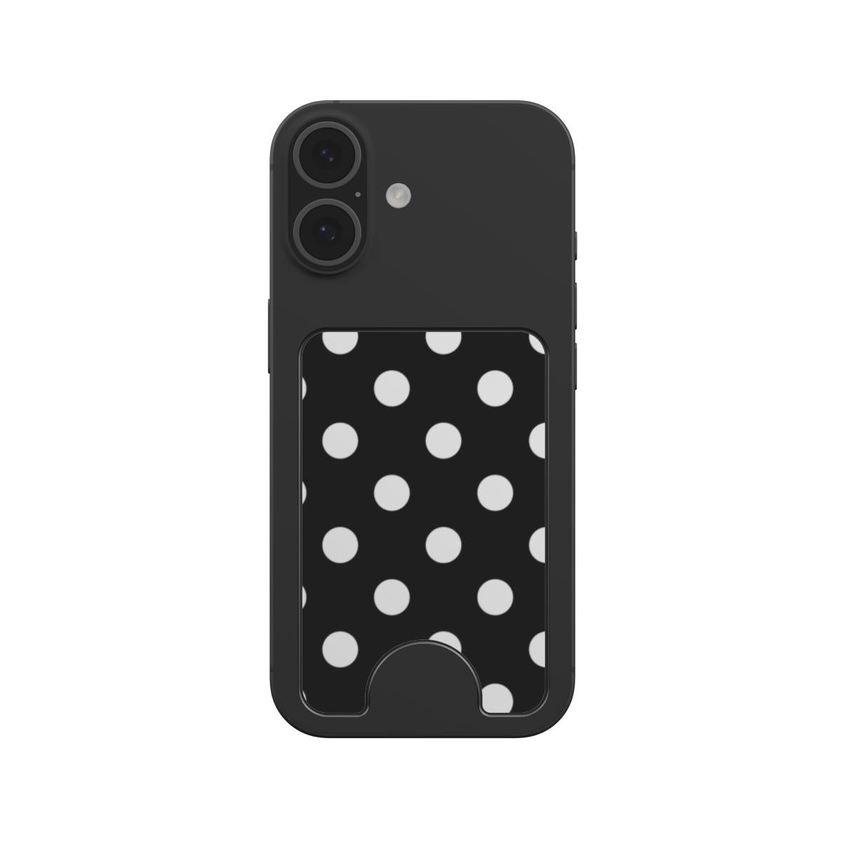 White in Black Polka Dots Magnetic Wallet, 3D product render