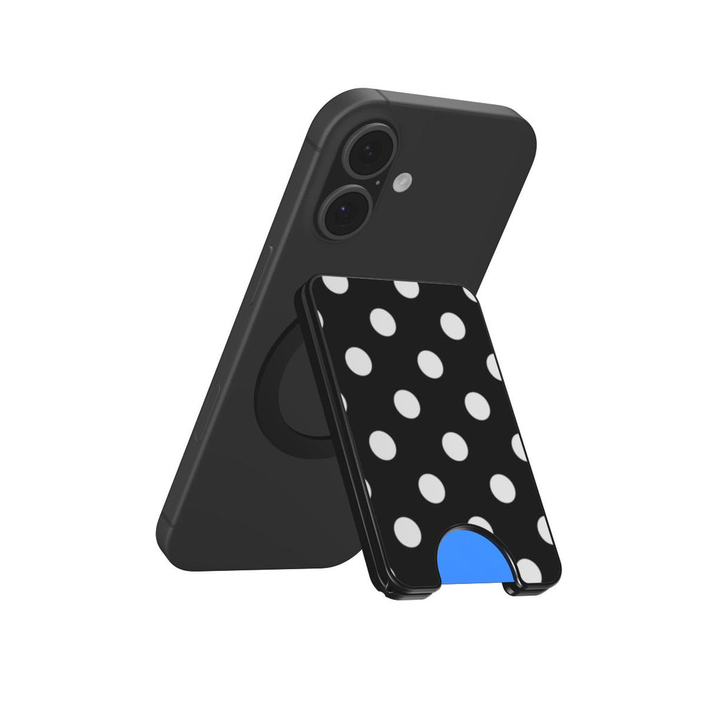 White in Black Polka Dots Magnetic Wallet, 3D product render