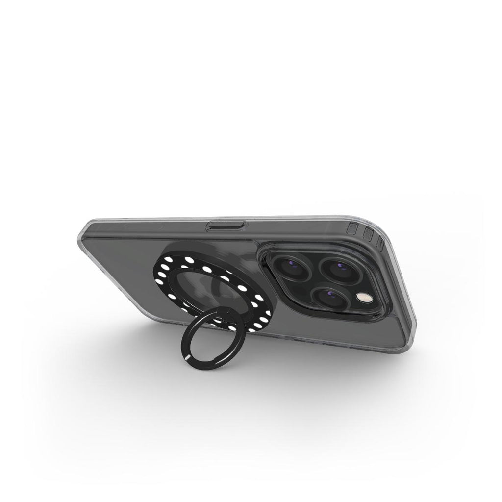 White in Black Polka Dots Ring Holder, 3D product render