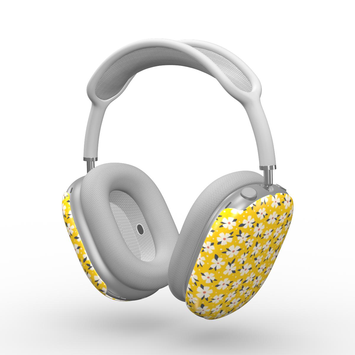 Yellow Daisy Floral Apple AirPods Max Tough Case, 3D product render