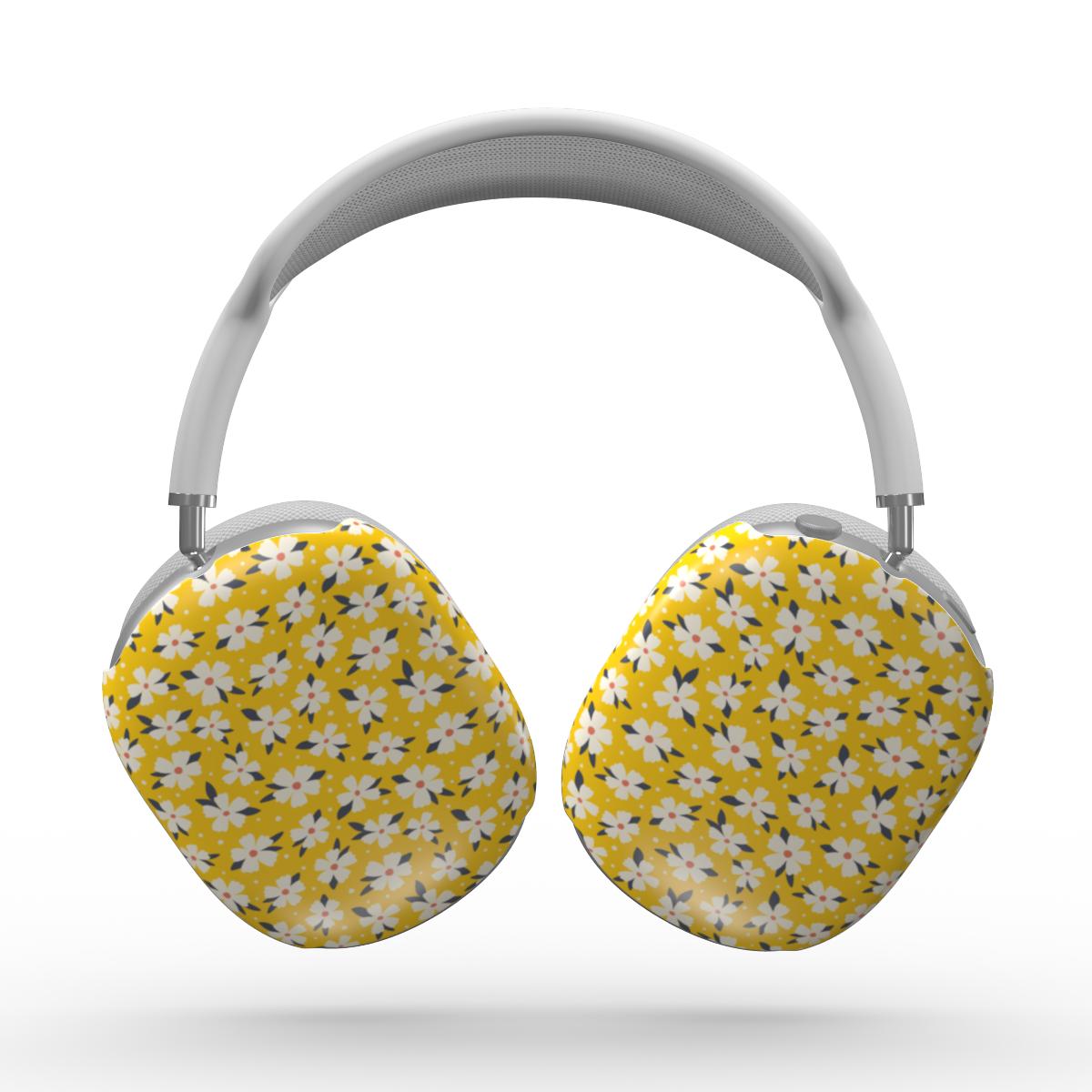 Yellow Daisy Floral Apple AirPods Max Tough Case, 3D product render