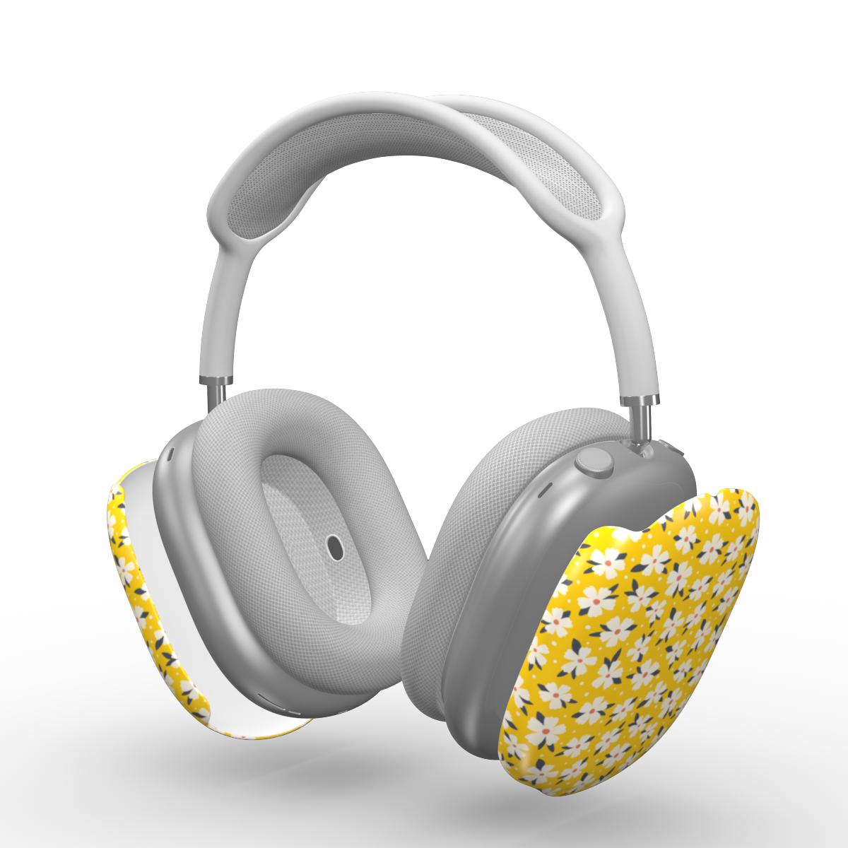 Yellow Daisy Floral Apple AirPods Max Tough Case, 3D product render