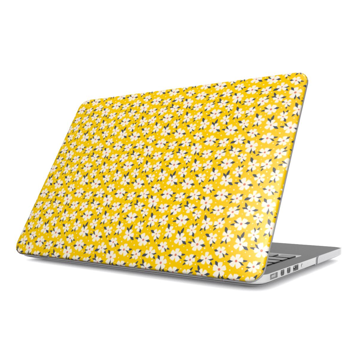 Yellow Daisy Floral MacBook Case, 3D product render