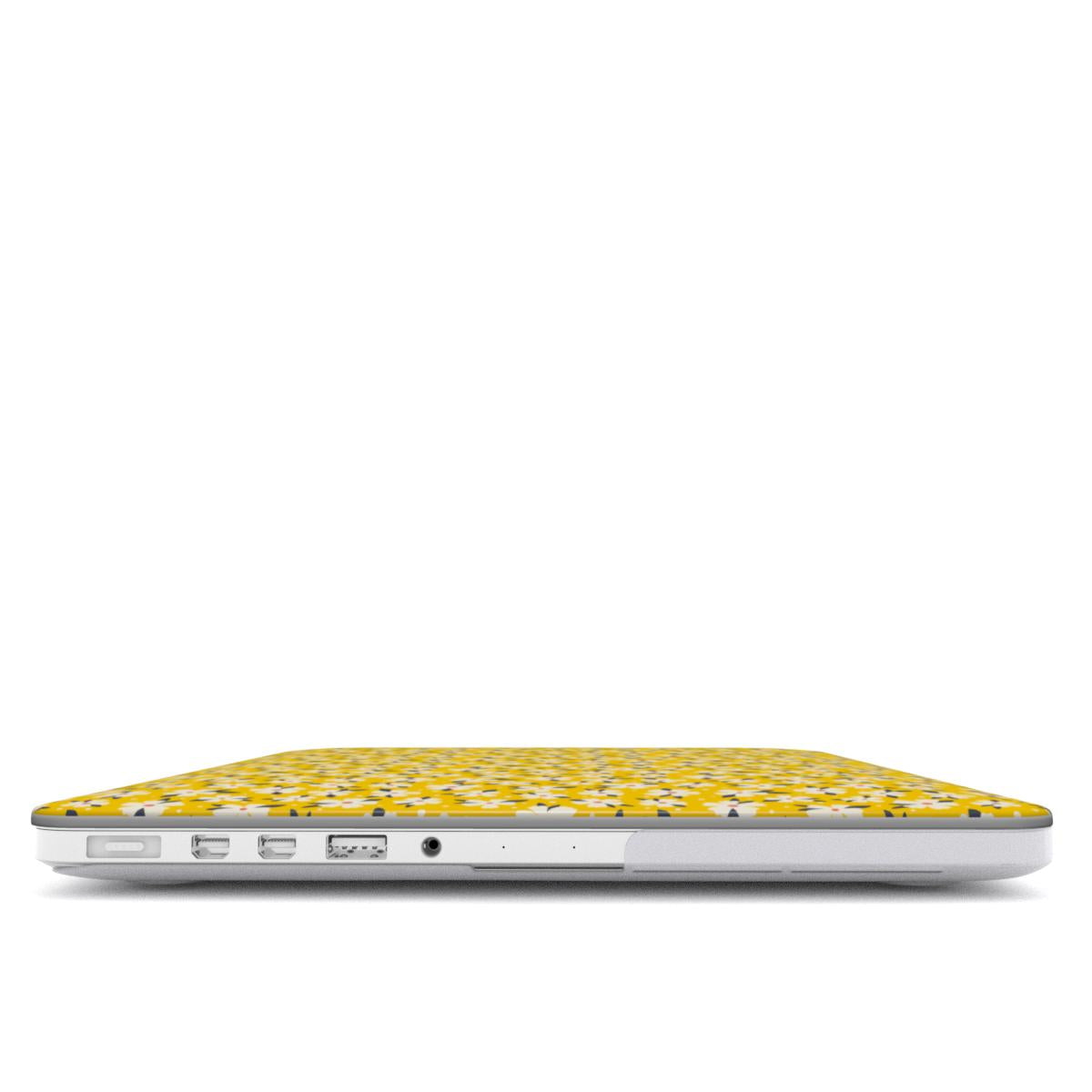 Yellow Daisy Floral MacBook Case, 3D product render