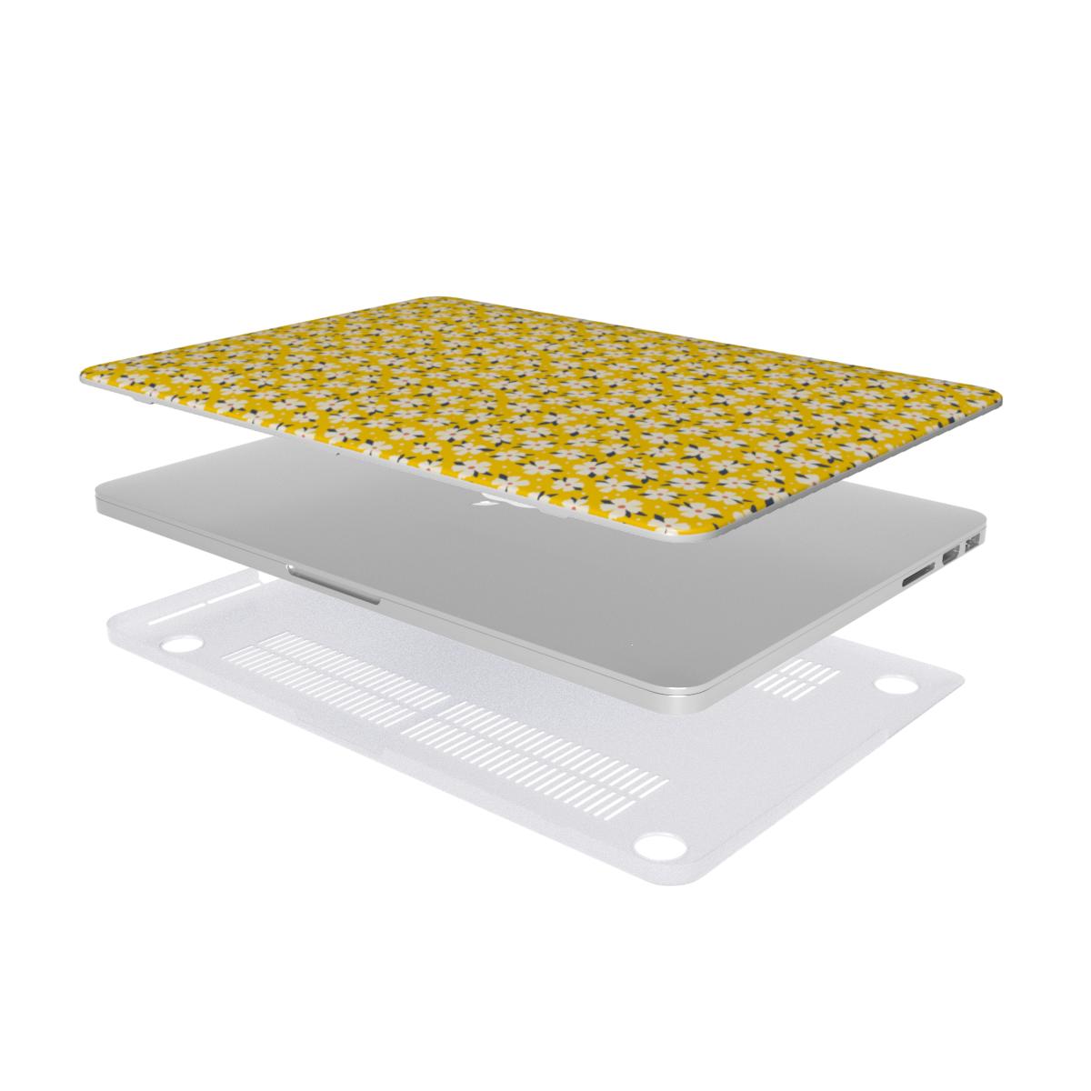 Yellow Daisy Floral MacBook Case, 3D product render