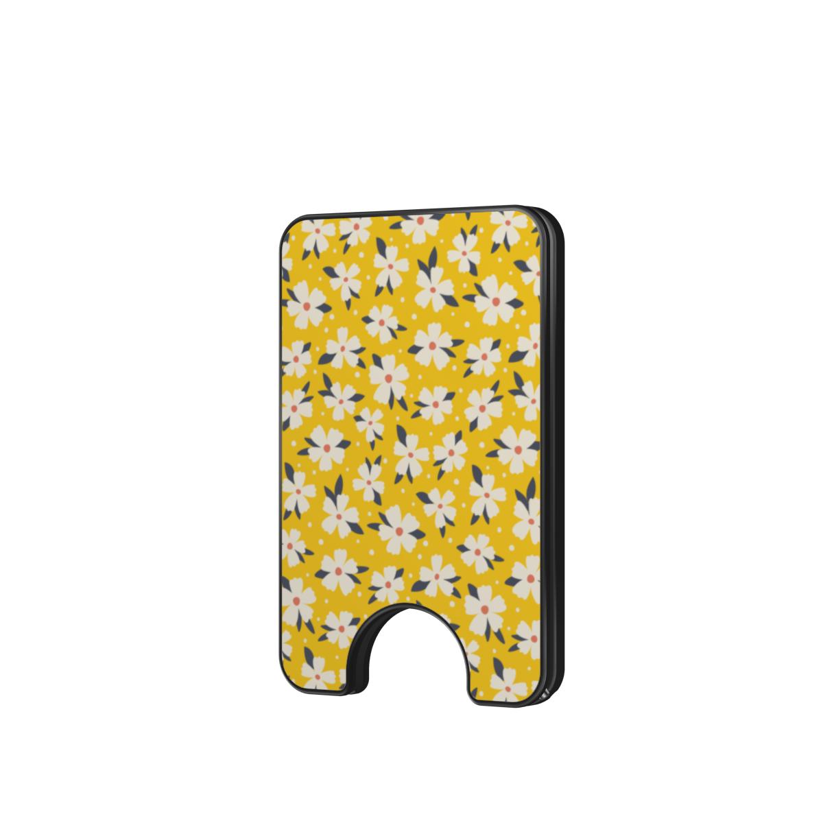 Yellow Daisy Floral Magnetic Wallet, 3D product render