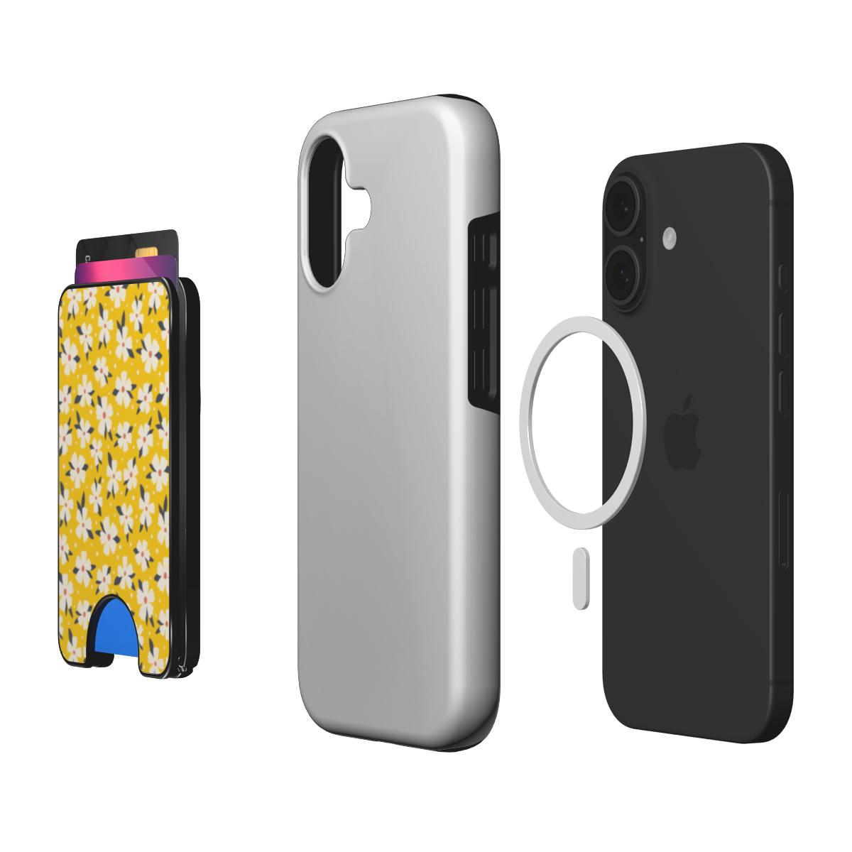 Yellow Daisy Floral Magnetic Wallet, 3D product render