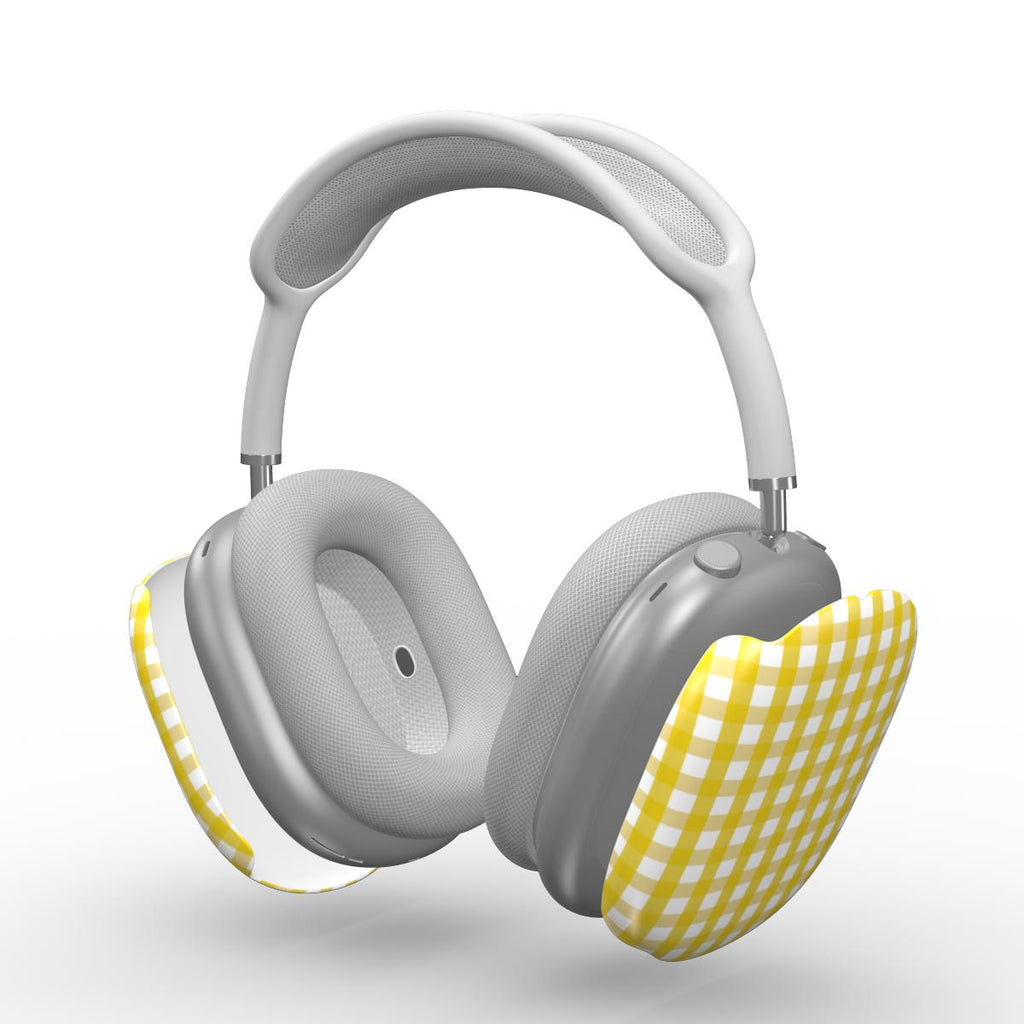 Yellow Gingham Apple AirPods Max Tough Case, 3D product render