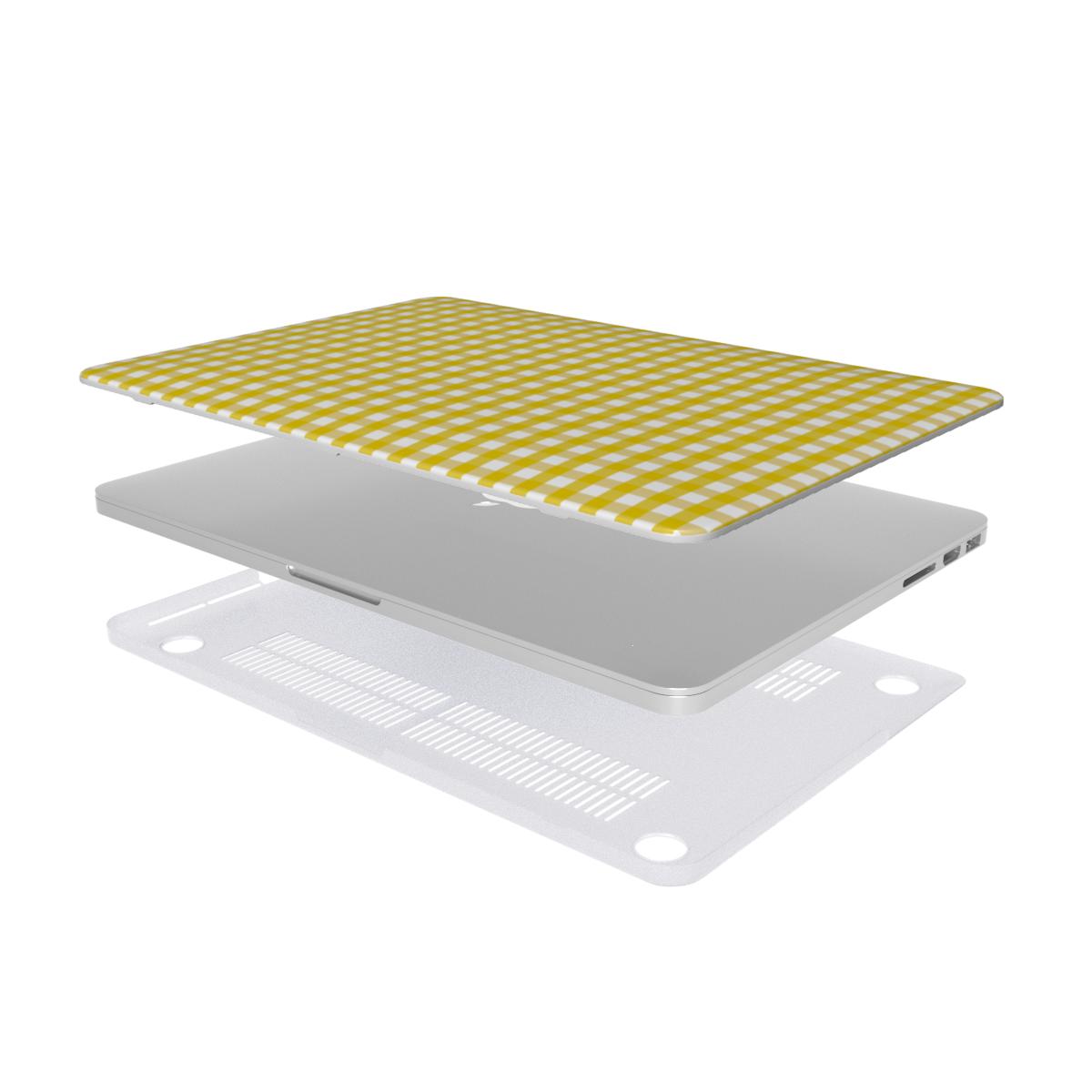 Yellow Gingham MacBook Case, 3D product render