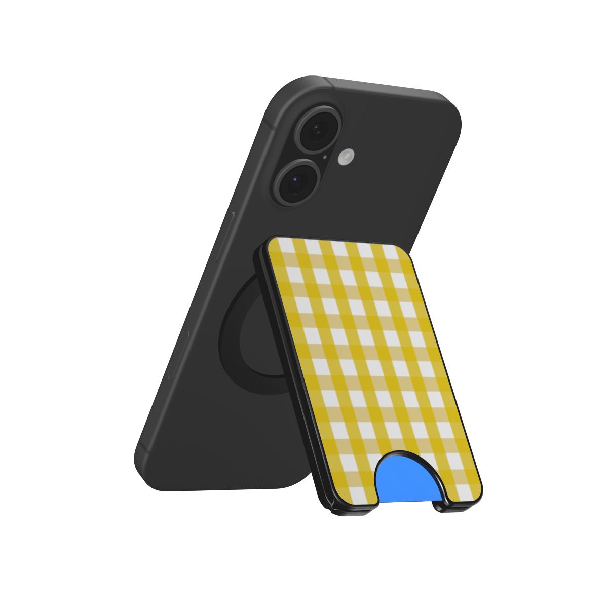 Yellow Gingham Magnetic Wallet, 3D product render
