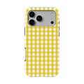 Yellow Gingham phone case — back view, full print