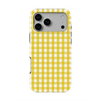 Yellow Gingham phone case — back view, full print